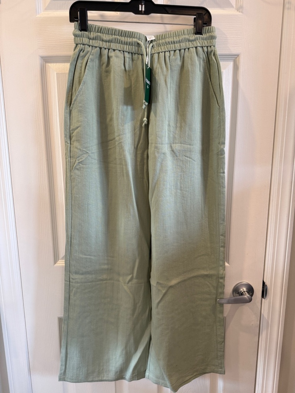 Women’s Elastic Waist Wide-Leg Pants - Sage Green